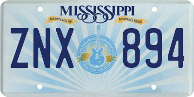 MS license plate ZNX894
