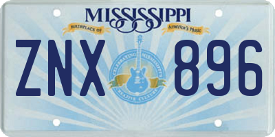 MS license plate ZNX896