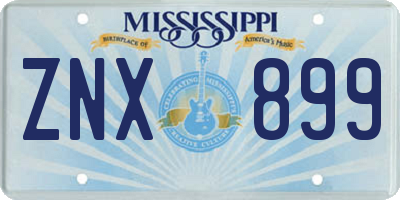 MS license plate ZNX899