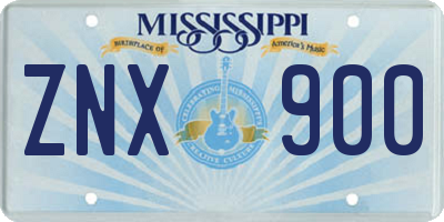 MS license plate ZNX900