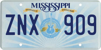 MS license plate ZNX909