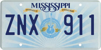 MS license plate ZNX911
