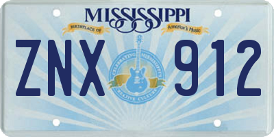 MS license plate ZNX912