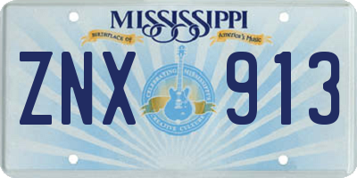 MS license plate ZNX913