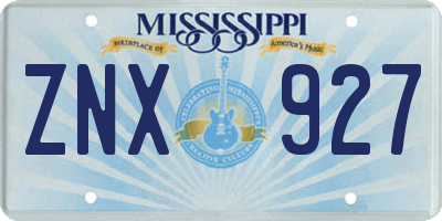 MS license plate ZNX927