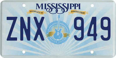 MS license plate ZNX949