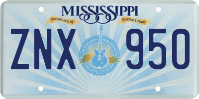 MS license plate ZNX950