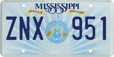 MS license plate ZNX951