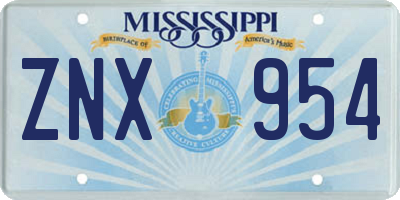 MS license plate ZNX954