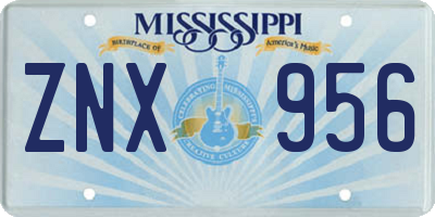 MS license plate ZNX956