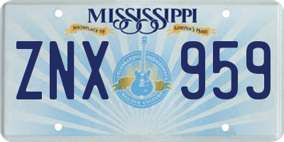 MS license plate ZNX959
