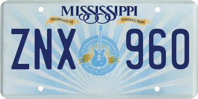 MS license plate ZNX960