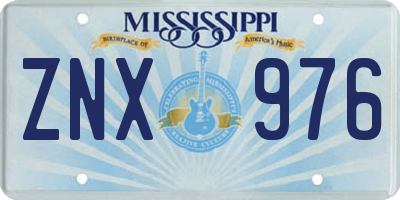 MS license plate ZNX976