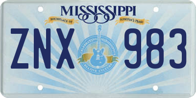 MS license plate ZNX983