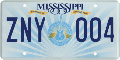 MS license plate ZNY004
