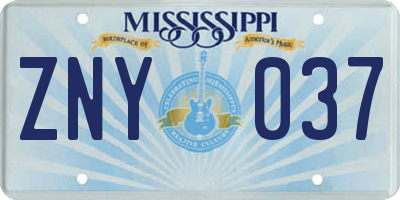 MS license plate ZNY037