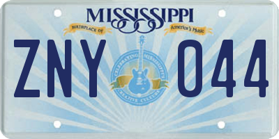 MS license plate ZNY044