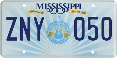 MS license plate ZNY050