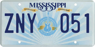 MS license plate ZNY051