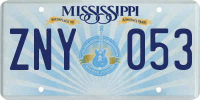 MS license plate ZNY053