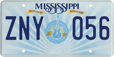 MS license plate ZNY056