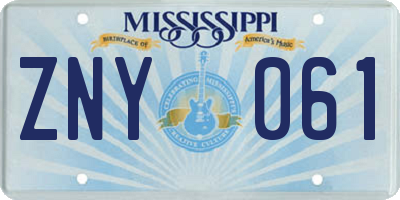 MS license plate ZNY061