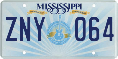 MS license plate ZNY064
