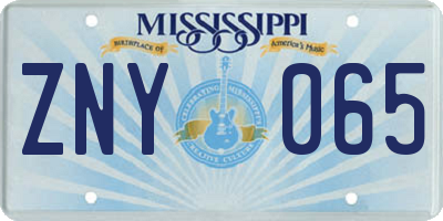 MS license plate ZNY065