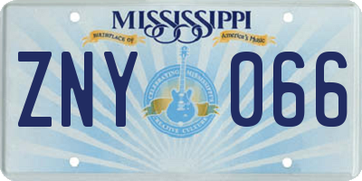 MS license plate ZNY066