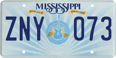 MS license plate ZNY073