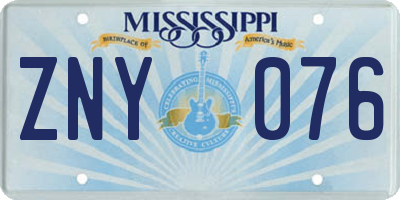 MS license plate ZNY076