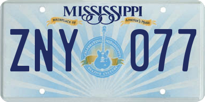 MS license plate ZNY077