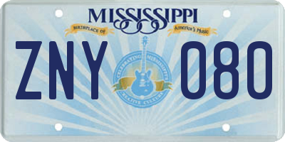 MS license plate ZNY080
