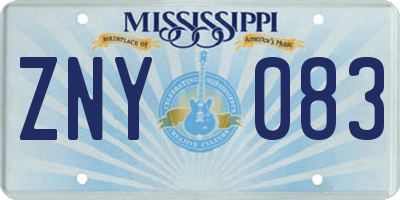 MS license plate ZNY083