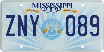 MS license plate ZNY089