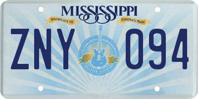 MS license plate ZNY094