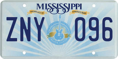 MS license plate ZNY096