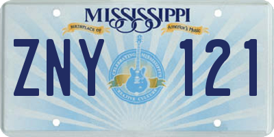 MS license plate ZNY121