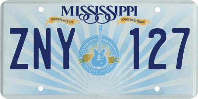 MS license plate ZNY127