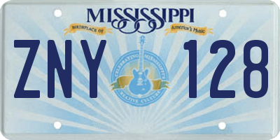 MS license plate ZNY128