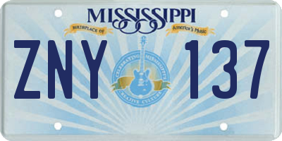 MS license plate ZNY137