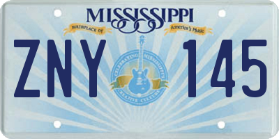 MS license plate ZNY145