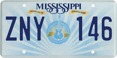 MS license plate ZNY146