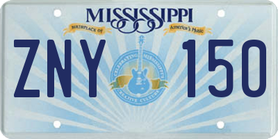 MS license plate ZNY150