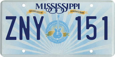 MS license plate ZNY151
