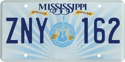 MS license plate ZNY162