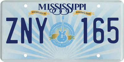 MS license plate ZNY165