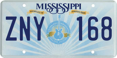 MS license plate ZNY168
