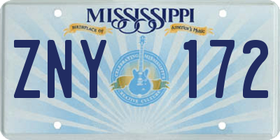 MS license plate ZNY172