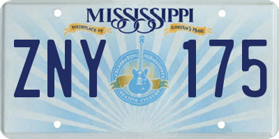 MS license plate ZNY175